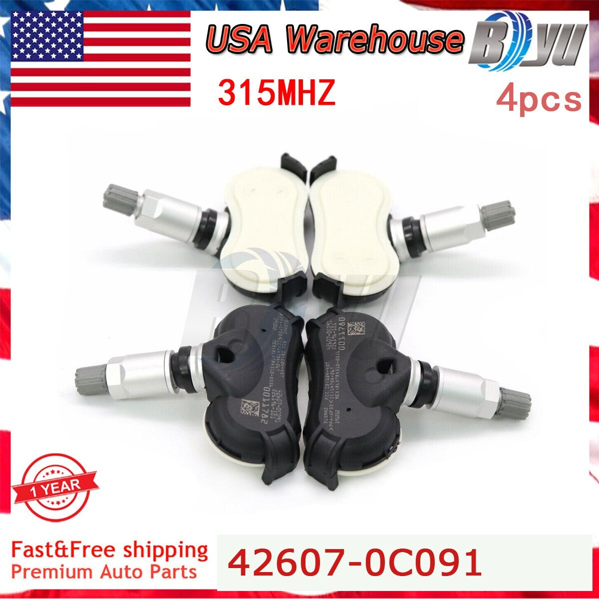 4PCS TPMS 42607-0C091 Tire Pressure Sensor For 2018-2019 for Toyota Tundra Sequoia