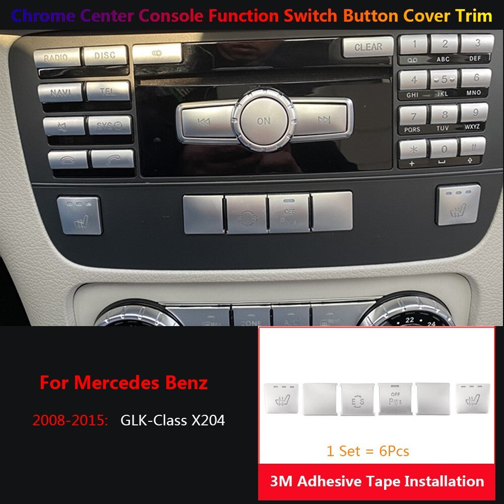 6Pcs for Mercedes-Benz GLK X204 Car Center Console CD Function Switch Cover Trim