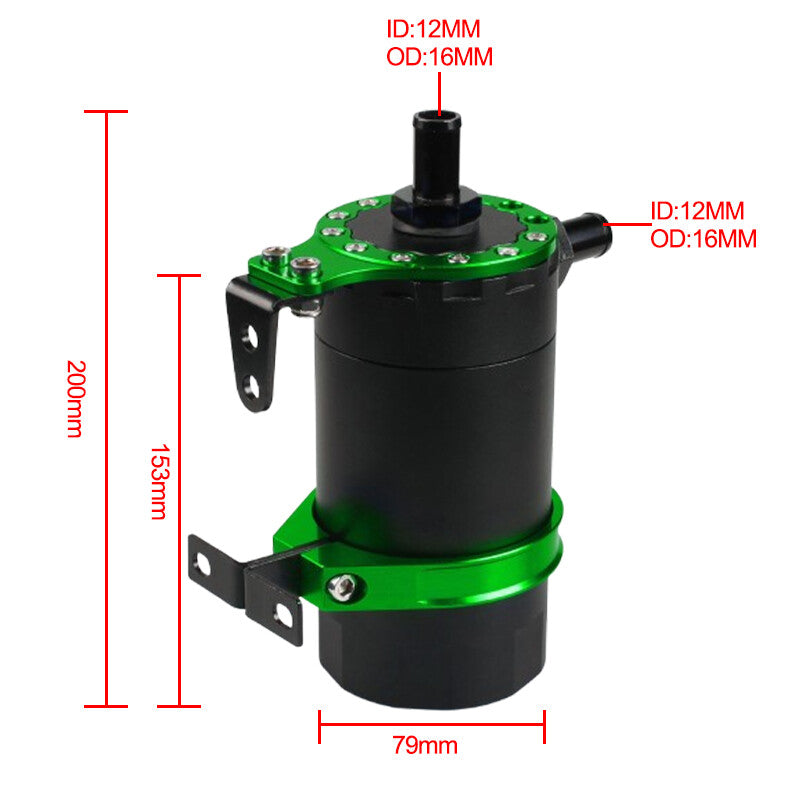 Round Oil Tank Baffled Aluminum Oil Catch Can Resevoir Tank Kit Car Racing Green