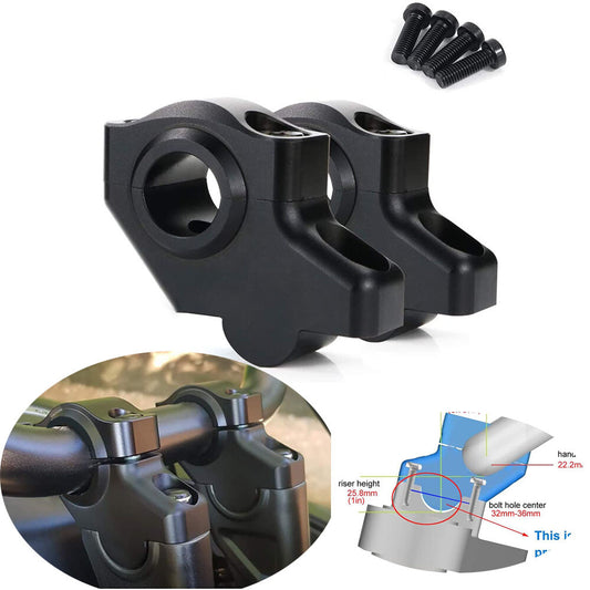 22mm 7/8 Motorcycle Handlebar Risers W/ Clamps for ATV Dirt Bike Motocross BK