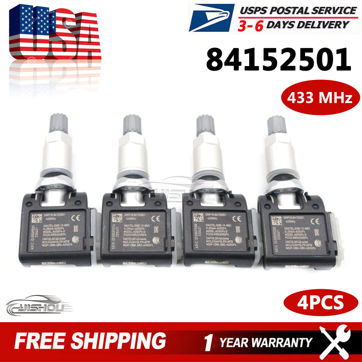 New 4pcs 84152501 85110397 for Chevy Silverado for GMC Trailer for Escalade Tire Sensor