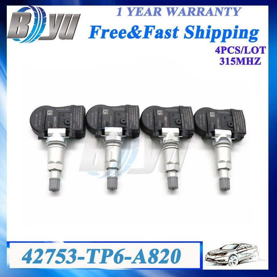 4PCS TPMS Tire Pressure Sensor 42753-TP6-A820 for Honda Crosstour CRV Accord