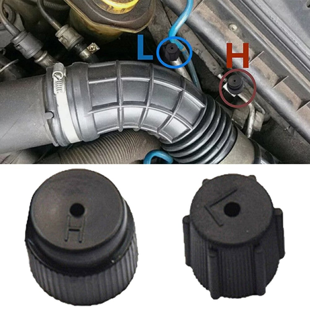 2pcs Replacement Dust Covers Car AC Valve Cap Kit with High 16mm and Low 13mm