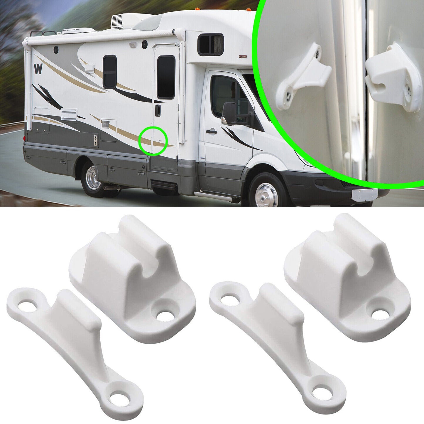 2x Door Catch Nylon White Door Holder for Caravan Motorhome Caravan Boat