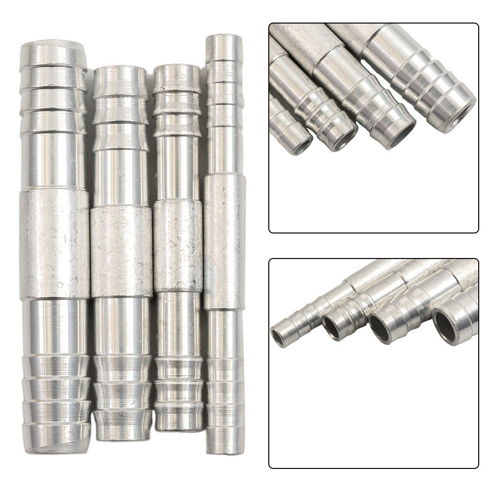 4pcs Set A/C Hose Barb Straight Splice Push-In Fitting Aluminium 6/8/10/12 Part