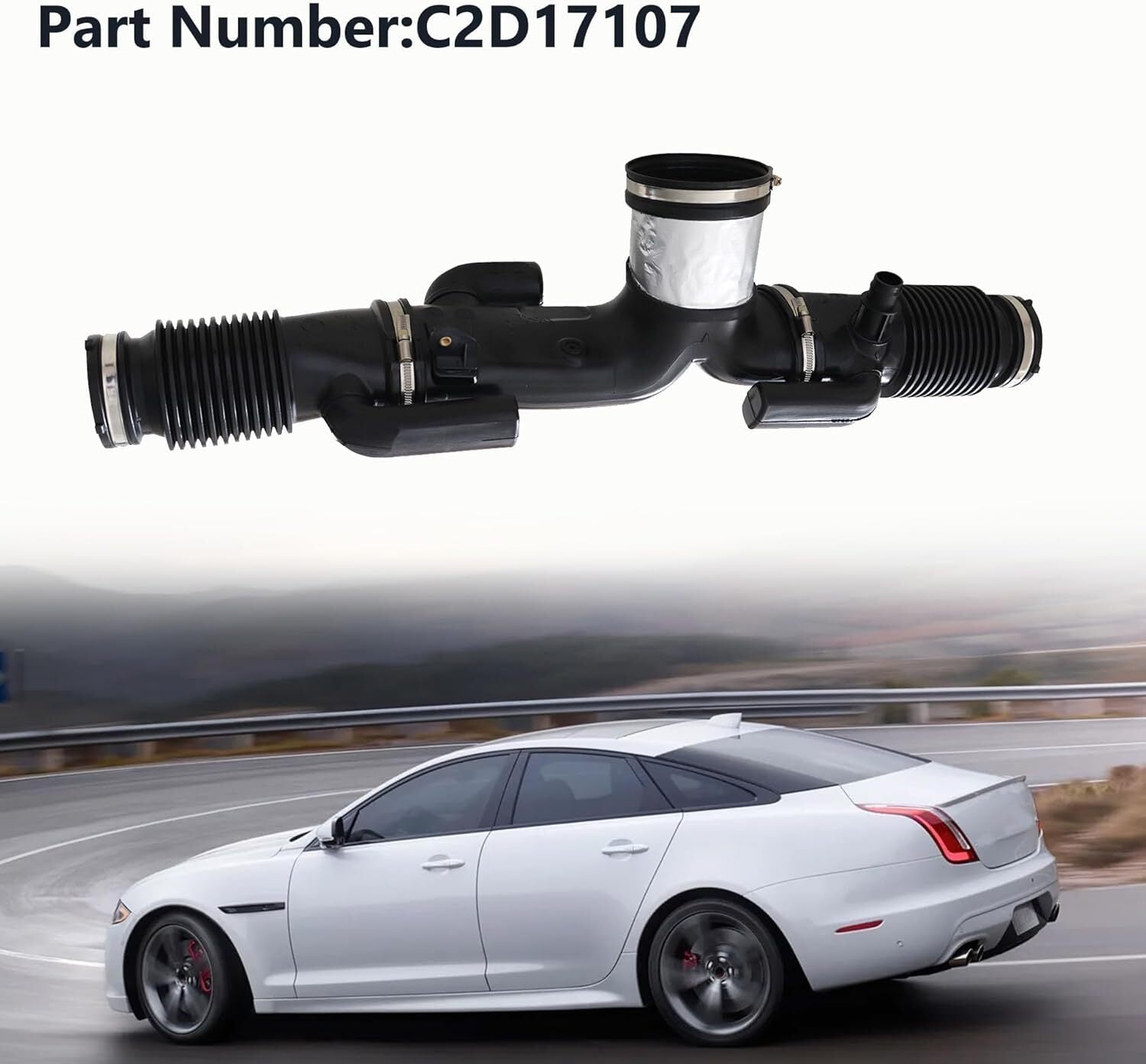 For 2013-2019 for JAGUAR XJ XJL 3.0L RWD C2D17107 AIR INTAKE RESONATOR HOSE TUBE