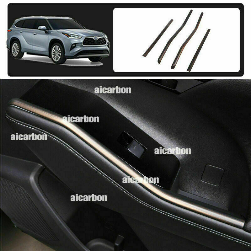 Wood Grain Window Lift Switch Side Strips Trim for Toyota Highlander 2020-2023