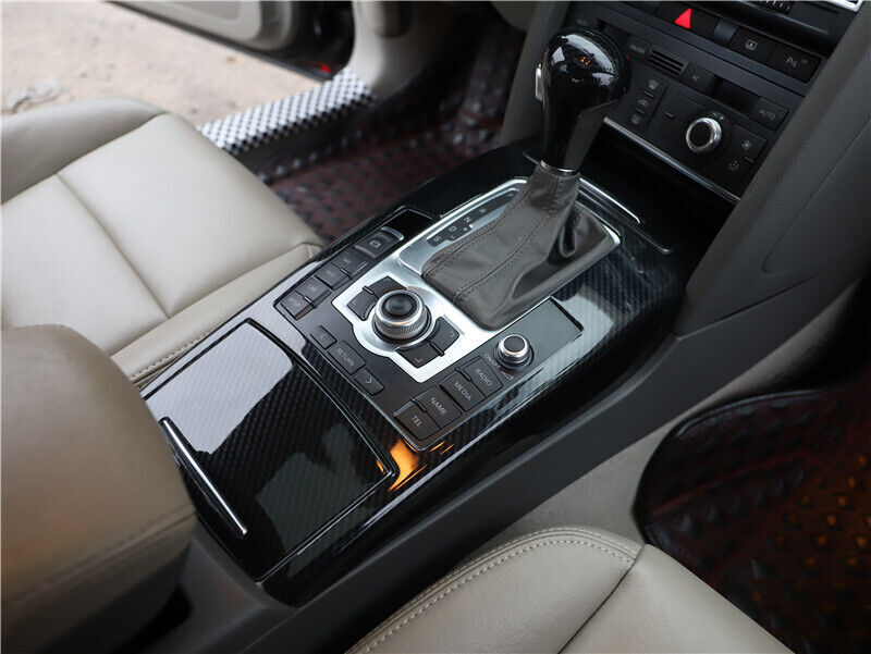 Car Inner Gear Shift Knob Head Cover Trim Fit for Audi A6L 05-2011 Carbon Fiber