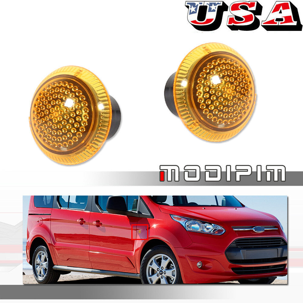 Suitable for 10+ for Ford Transit Connect side fender turn signal repeaters, amber, 1 pair.