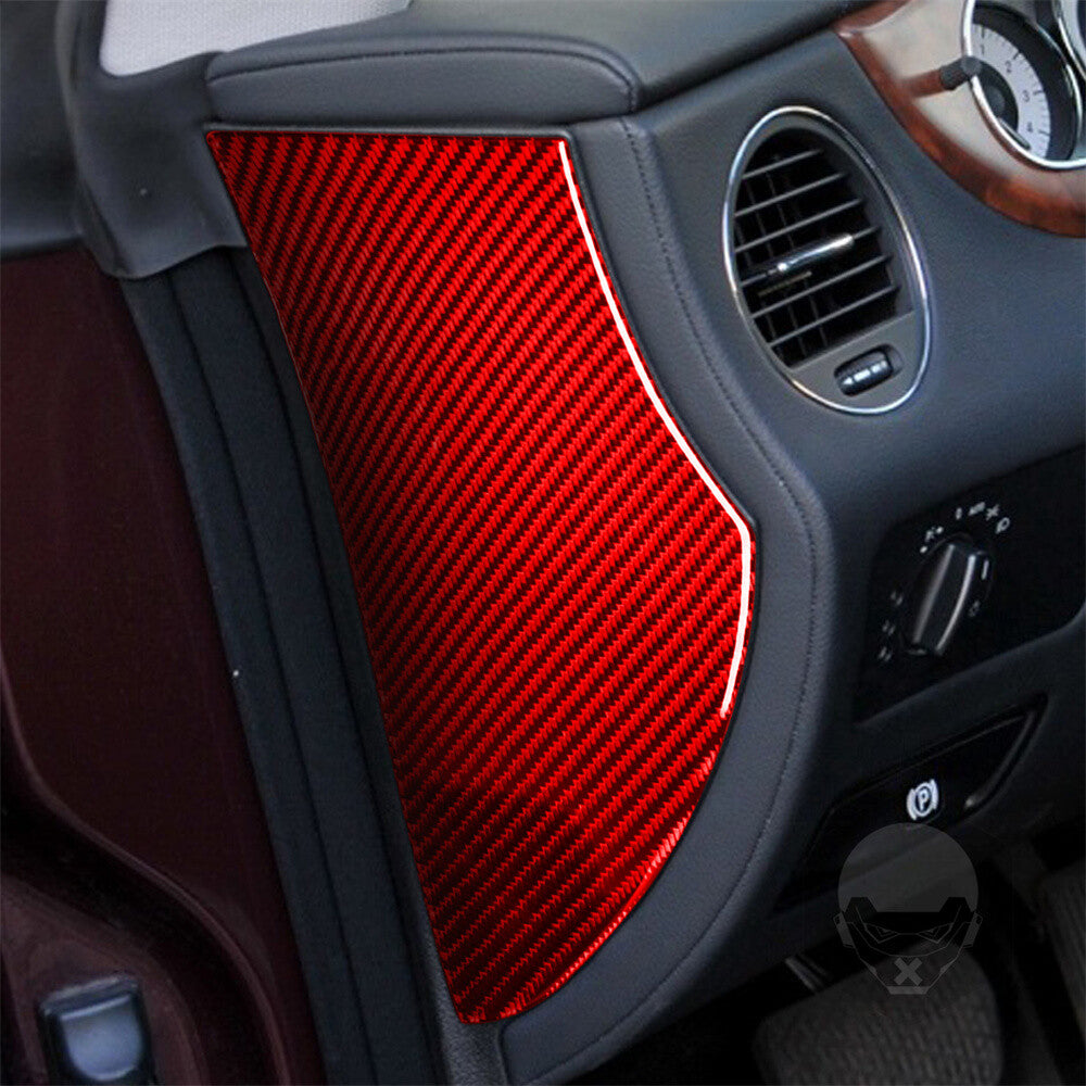 Red Carbon Fiber Front Door Slot Buffer Cushion Trim for Benz CLS C219 2004-2009
