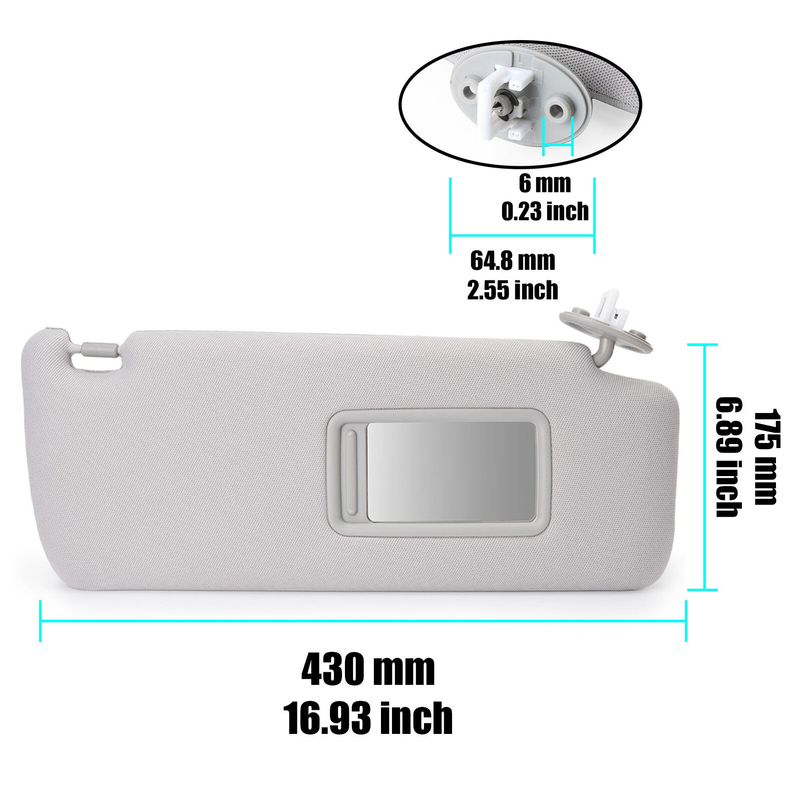 1X 74310-35A91-B1 Right Driver Side Gray Sun Visor for Toyota Prado 2010-2023 AU