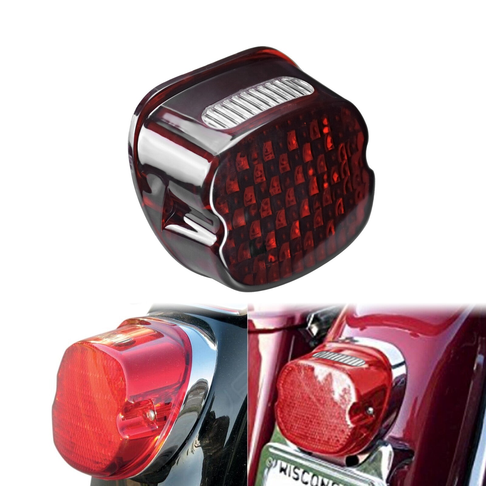 Red LED Rear Brake Tail Light for Harley Touring Dyna Softail Sportster 99-2017