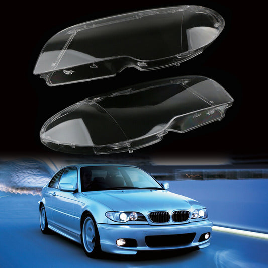 Pair Headlight Headlamp Lens Cover For 2004-2006 for BMW 3 Series E46 2DR Coupe