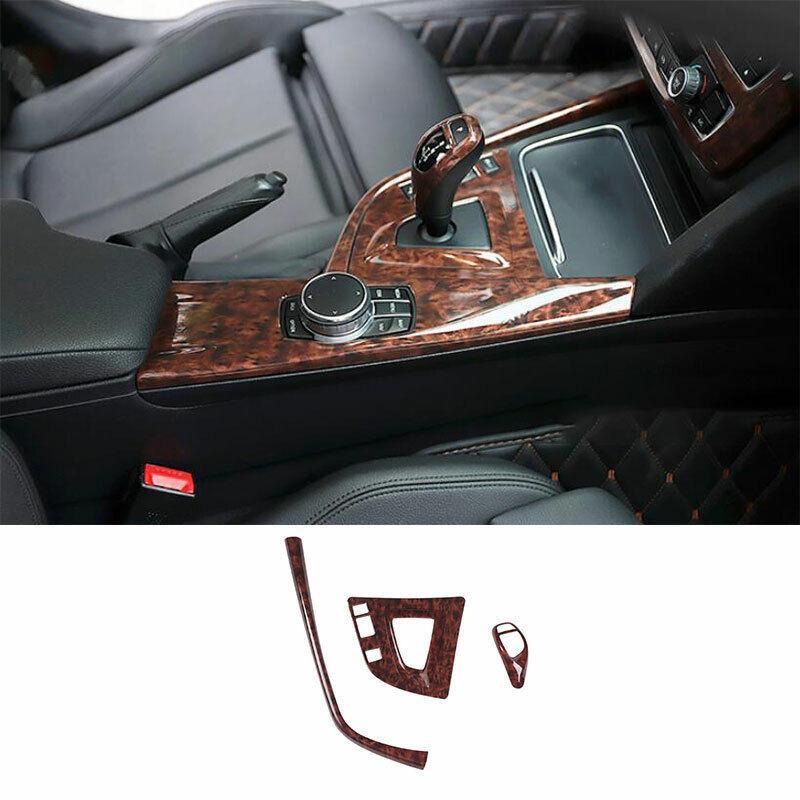 for BMW F30 F32 F33 F36 2013-2019 Wood Grain Console Gear Shift Frame Trim 3PCS