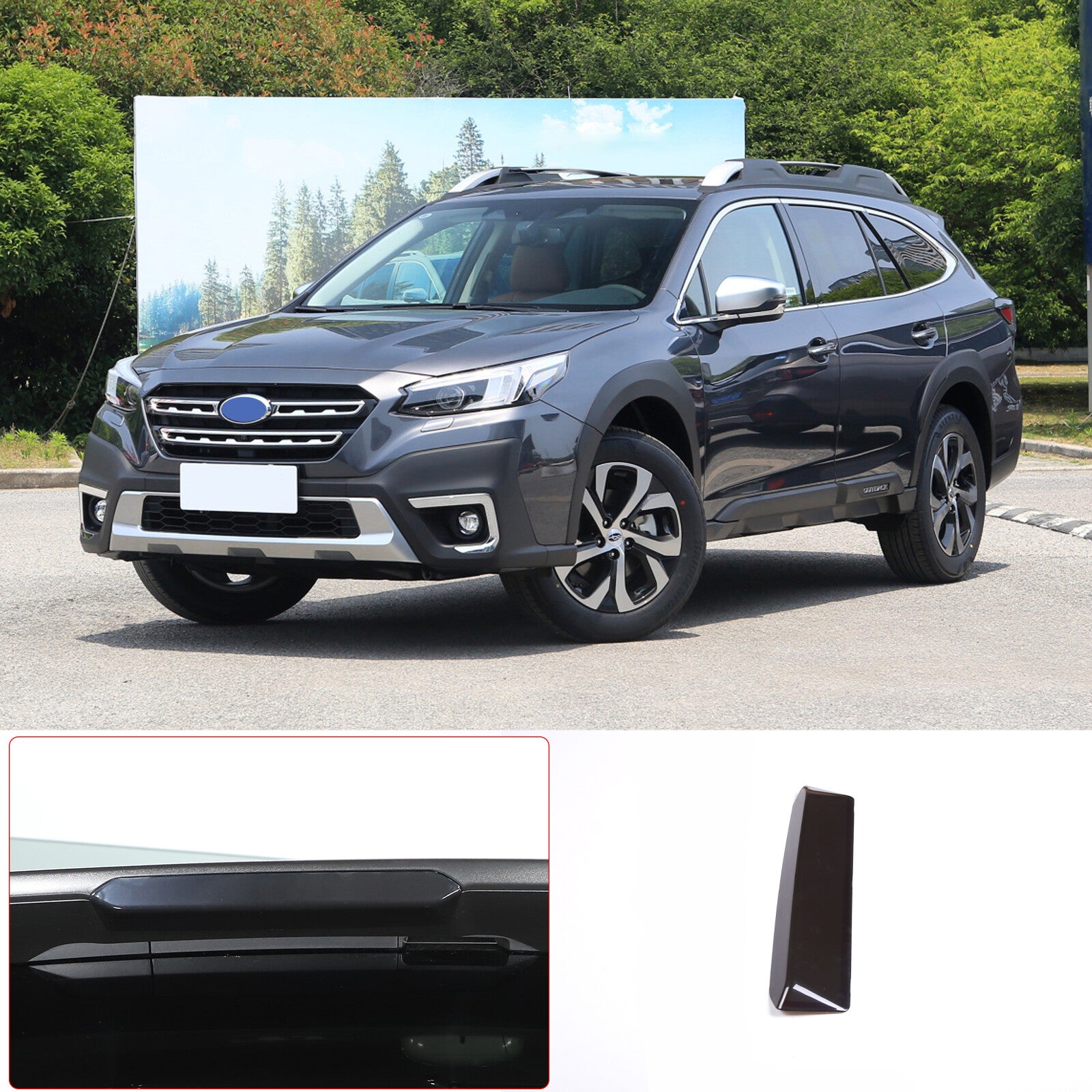 ABS smoked black taillight cover trim for Subaru Outback 2021-2023