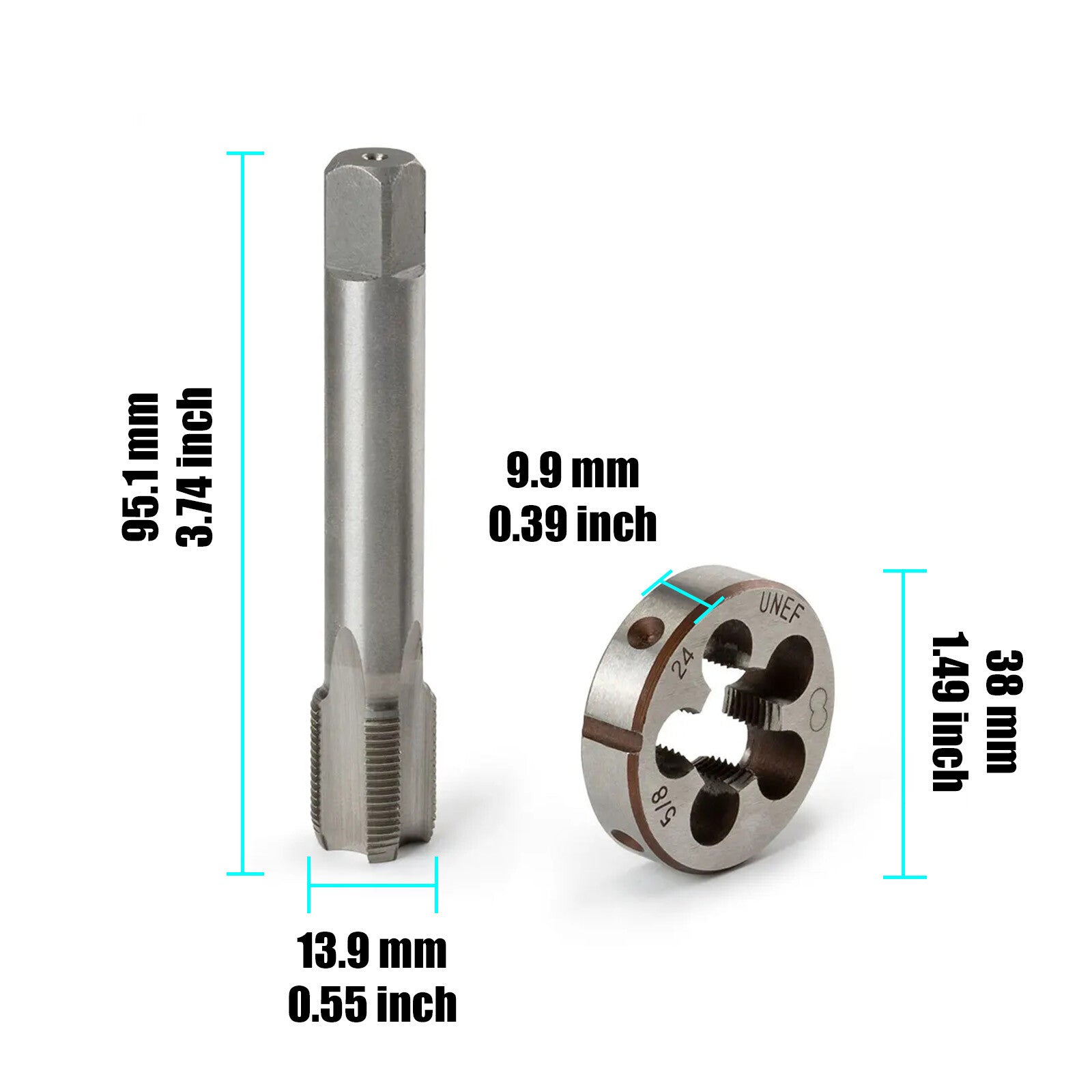 Set of 2 5/8-24(5/8x24) New Fits For UNF HSS Threading Thread Tap and Die Set