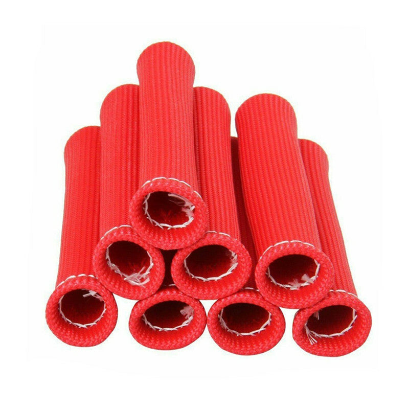 Car 1200 Degree Red Spark Plug Wire Boots Protector Sleeve Heat Shield Cover 8P