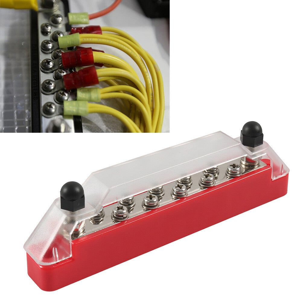10 Terminals Power Distribution Block With Cover Fit For Car Marine RV Boat