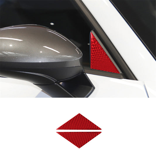 Red Carbon Fiber Rearview Mirror A-pillar Cover Trim for Porsche 718 2016-2022