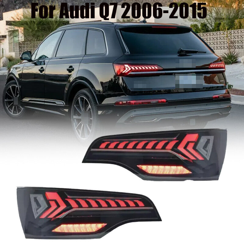 Smoked Black LED Flowing Turn Signal Taillight Package for Audi Q7 2006 - 2015