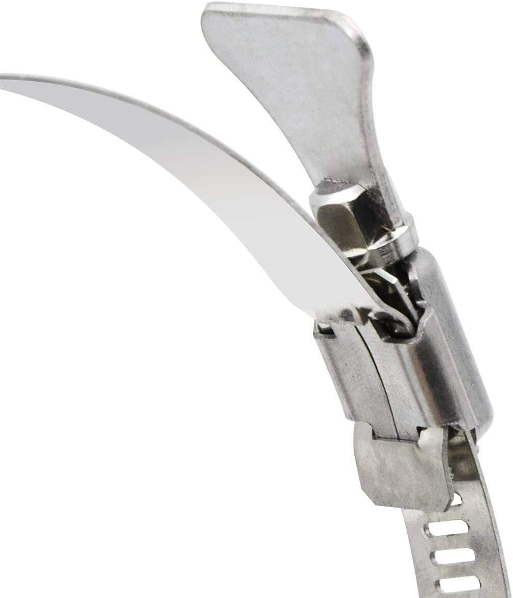 4-inch/6-pack hose clamps, 304 stainless steel, adjustable worm gear drive hose clamps.