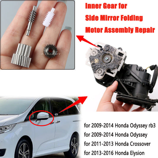 Side mirror folding motor gear set for 2008-2014 for Honda Jazz / 2009-2018 Crider, 2-piece set.