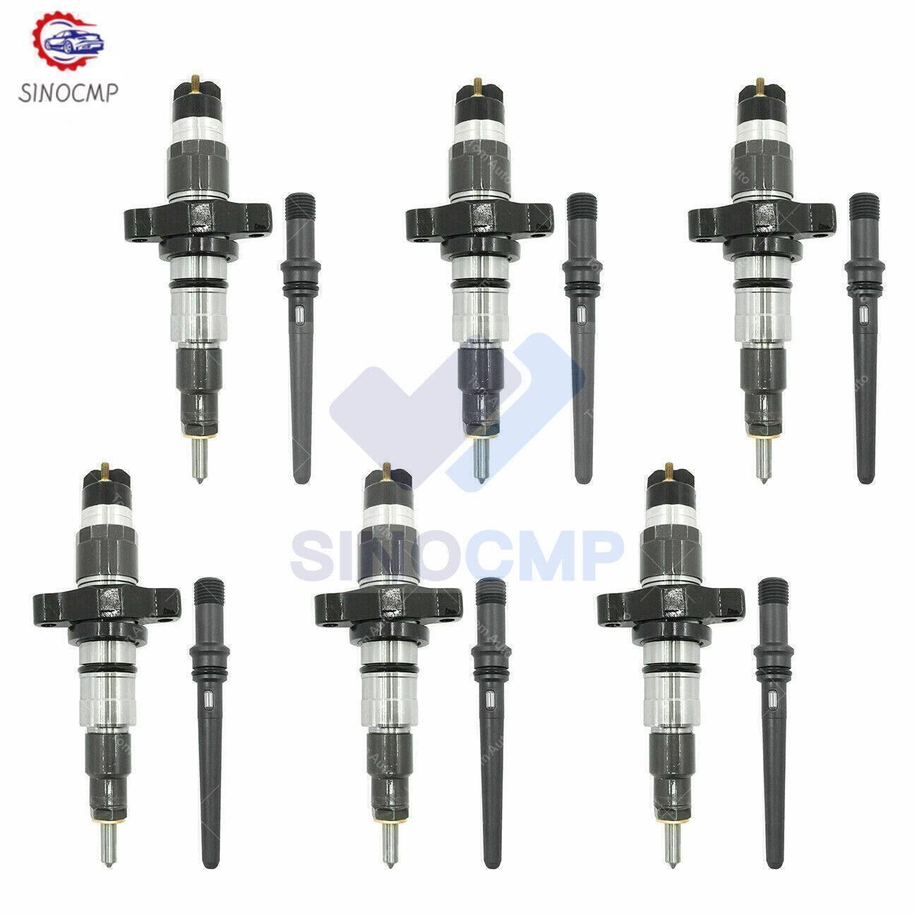 6x 0445120255 Diesel Injector w/ Connector Tube For 5.9L 03-05 for Dodge for Ram