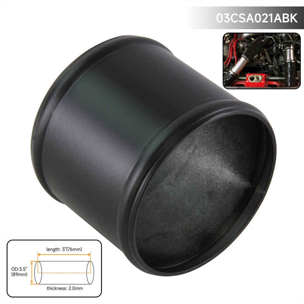 Aluminum Hose Adapter Tube Joiner Pipe Coupler Connector 89mm 3.5 Inch Black