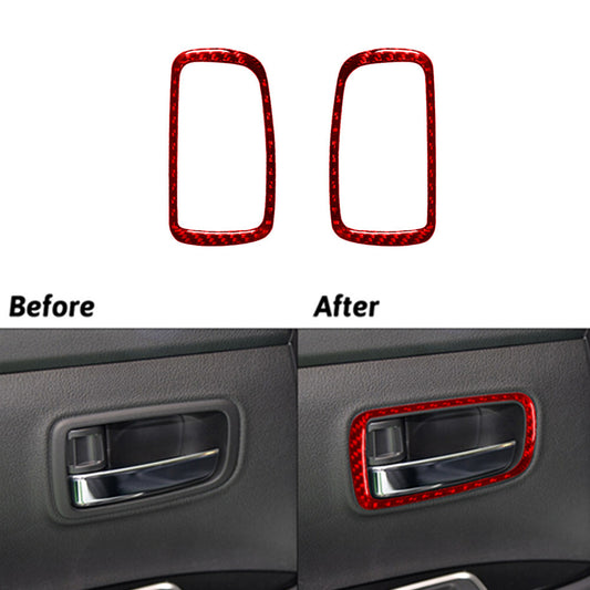 Red Carbon Fiber Front Door Handel Cover Trim for Mitsubishi Outlander 2014-2016