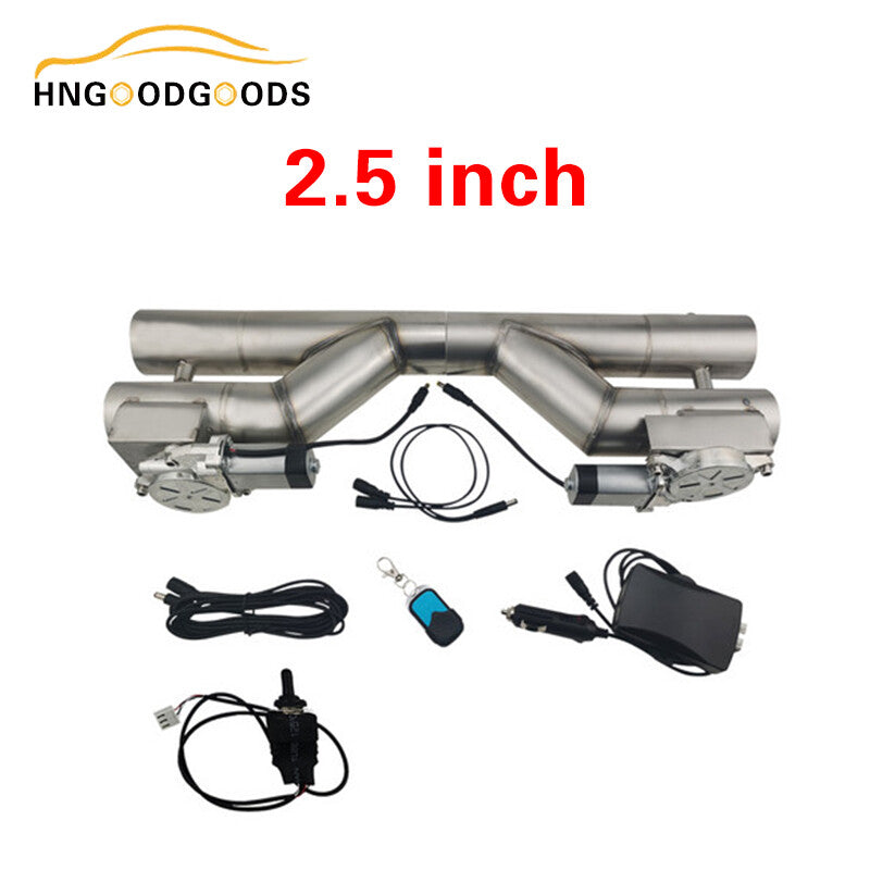 2.5-inch Electric Exhaust Dual Valve Motor Y-tube Manual Switch and Wireless Remote Control Kit