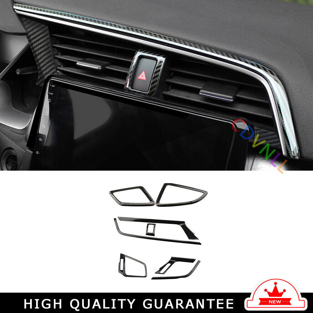 Middle Air Outlet Vent Cover Trim for Honda for Civic 2016-2021 Steel Carbon Fiber