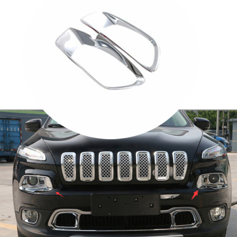ABS Chrome Front Headlight Lamp Cover Trim For Auto for Jeep Cherokee 2014-2018