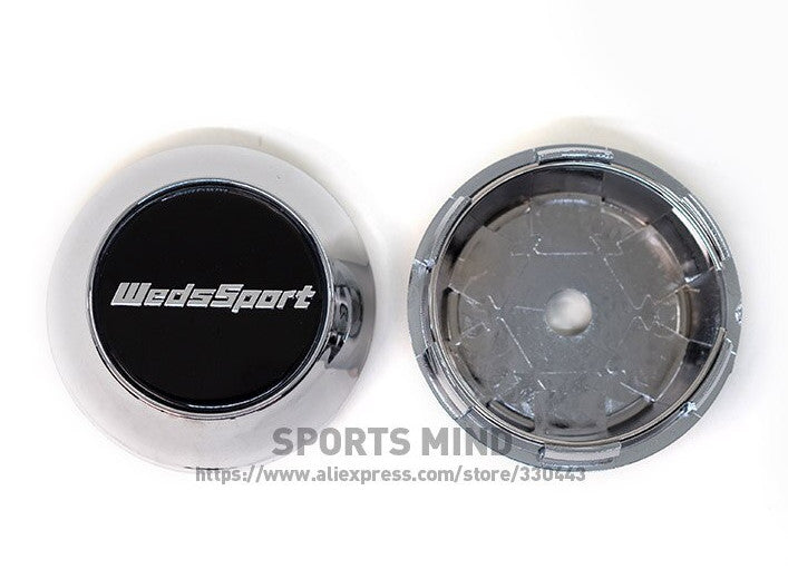 4x69mm Weds Sport Black with Silver Edge Cap Decal Badge Wheel Center Cap Hub Cover