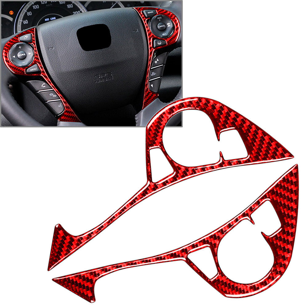 Interior Steering Wheel Button Cover Carbon Fiber Red for Honda Accord 2013-17