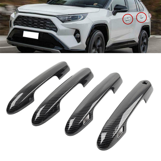 Carbonfaser Muster Seitentür Griff Abdeckung Verkleidung für for Toyota RAV4 2019-20