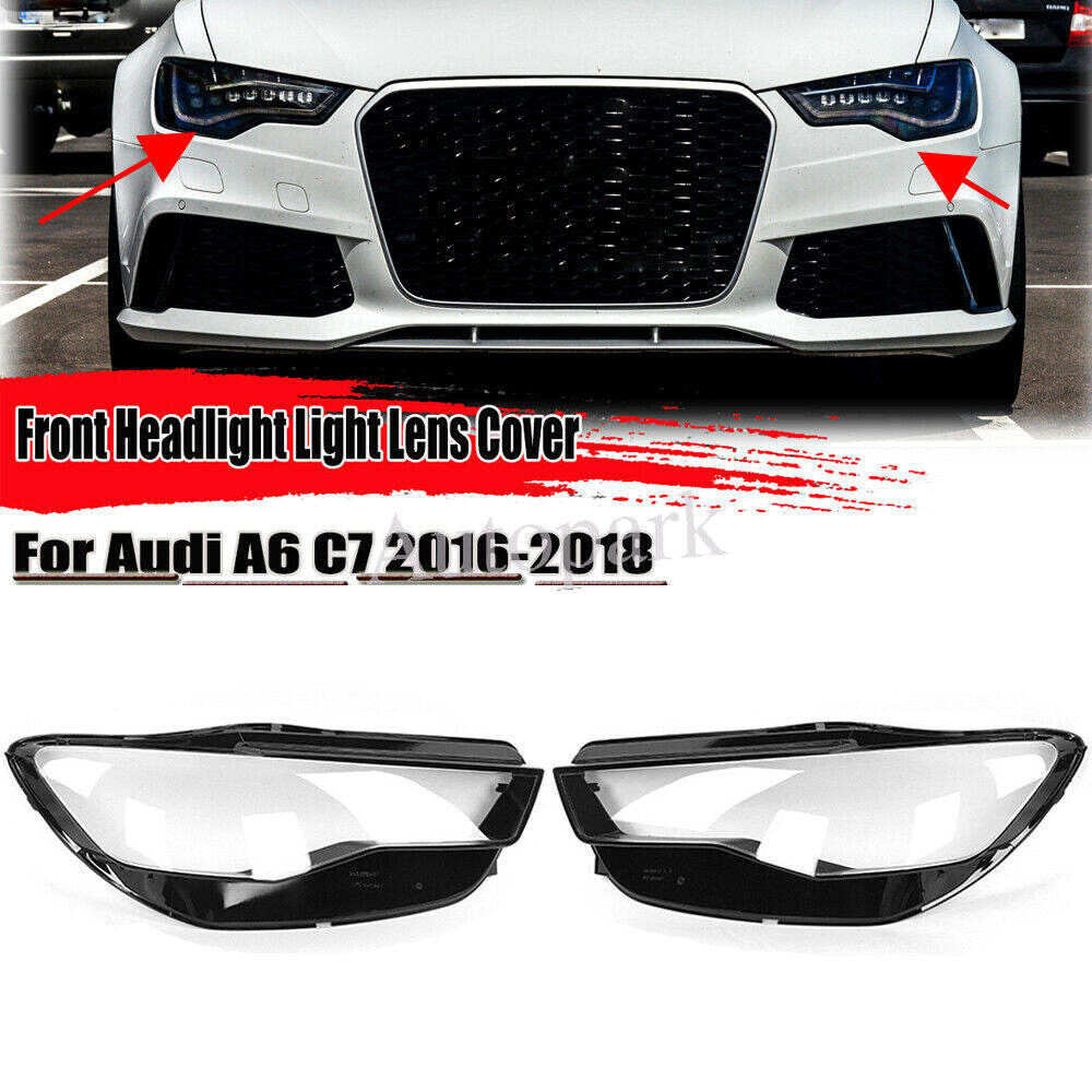 LeftRight Headlight Headlamp Lens Cover Shell for Audi A6 C7 2016 2017 2018