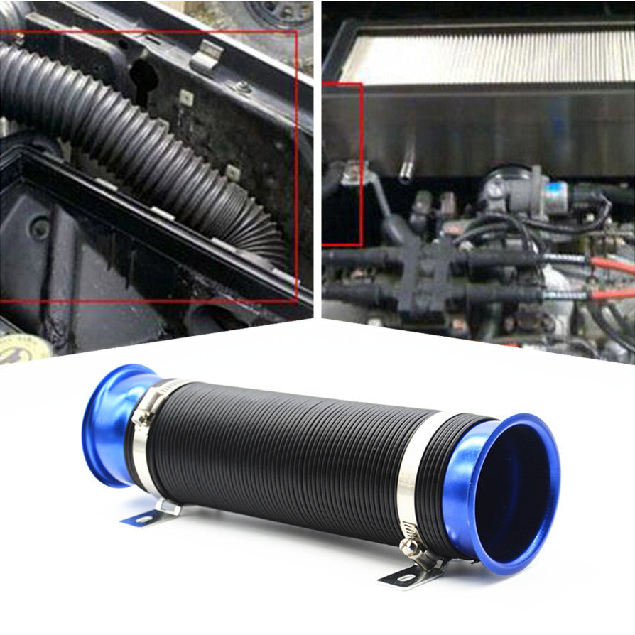 75mm 3 Car Practical Blue Flexible Scalable Vehicles Air Intake Tube Hose Pipe