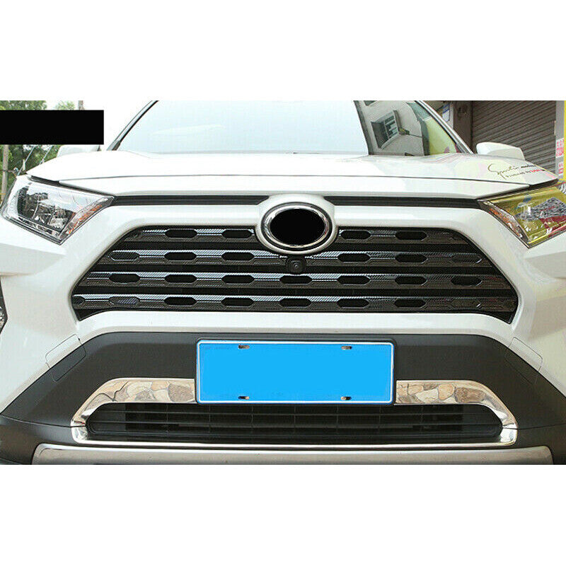 Carbon Fiber Black Center Grille Grill Cover Trim 6pcs for Toyota RAV4 2019-2023