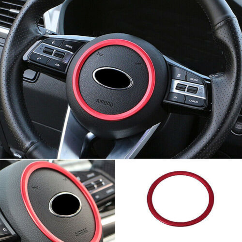 for Kia Forte 2019-2021 Red Steering Wheel Central Horn Ring Trim Cover Aluminum