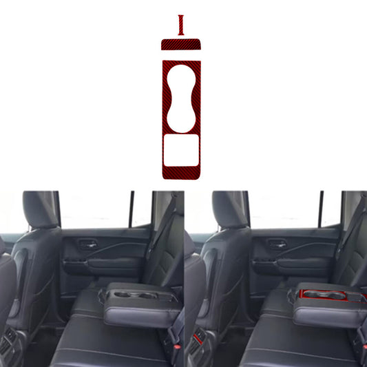 Red Carbon Fiber Rear Center Cup Holder Cover Trim for Honda Ridgeline 2017-20