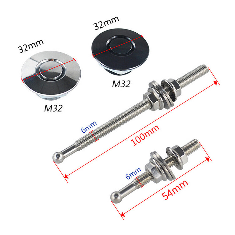 2Pcs Push Button Quick Release Hood Pins Bonnet Lock Clip Latch Bumper Universal