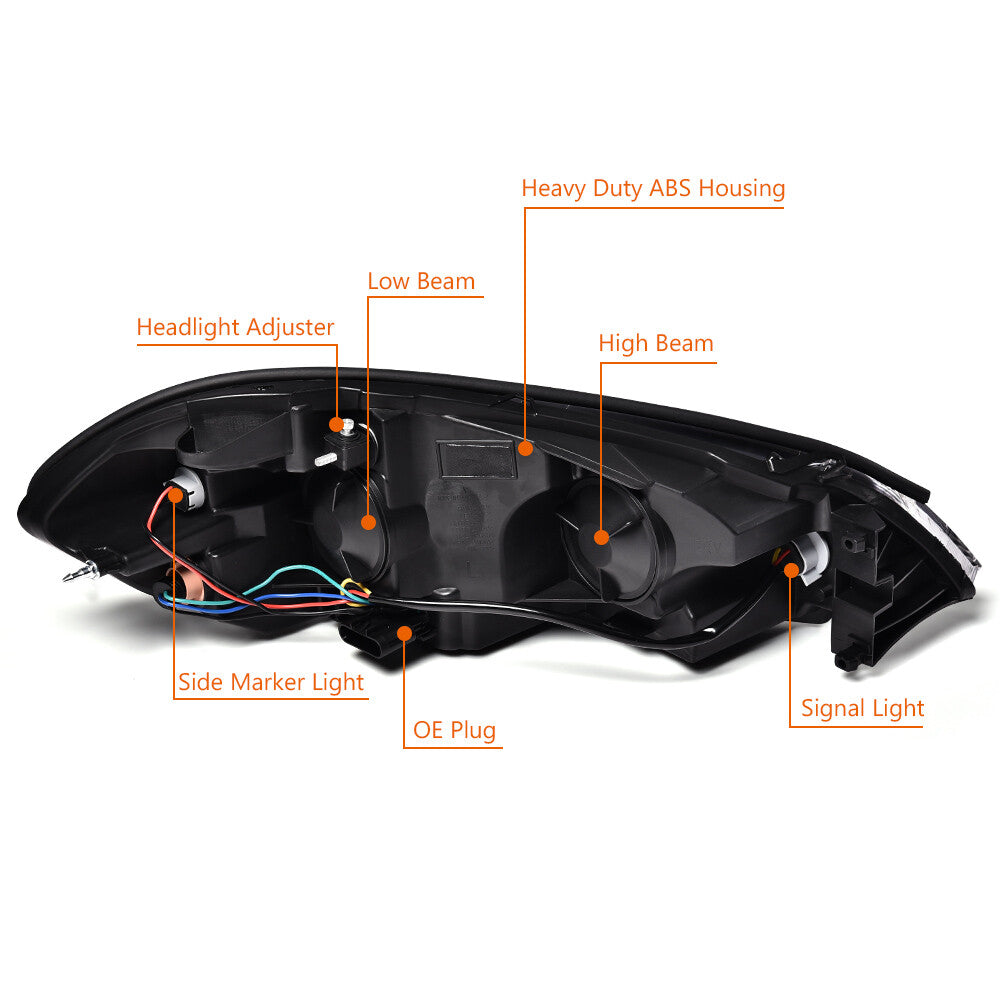 Suitable for 06-13 for Chevrolet Impala / 06-07 Monte Carlo transparent corner black headlights