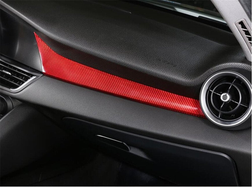 Red Carbon Fiber Center Console Dashboard Panel Trim for Alfa Romeo Giulia 17-20