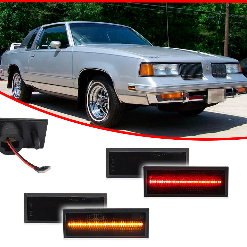 Suitable for Oldsmobile Cutlass 442 81-88, front amber LED, rear red LED side marker light