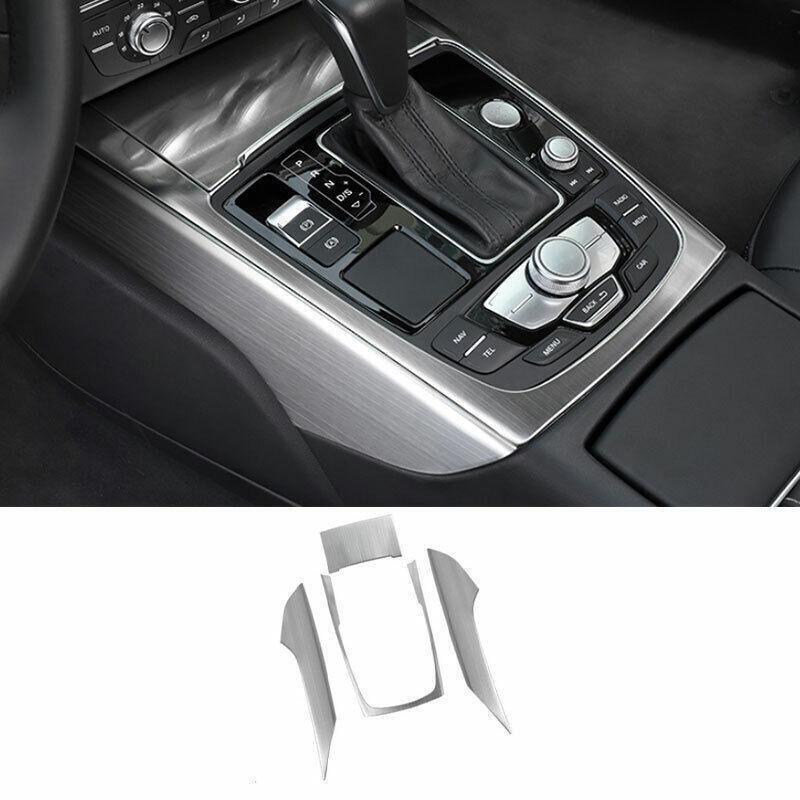 for Audi A6 A7 S6 S7 2012-2018 Silver Steel Center Console Gear Shift Cover Trim