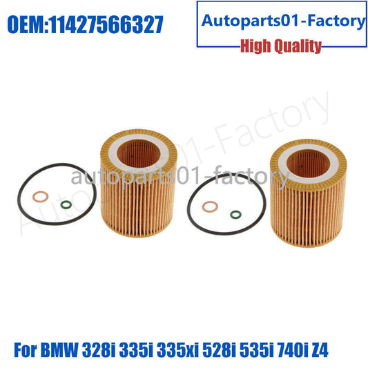 2PCS Engine Oil Filter Kit for BMW 328i 335i 335xi 528i 535i 740i Z4 X3 X5 X6