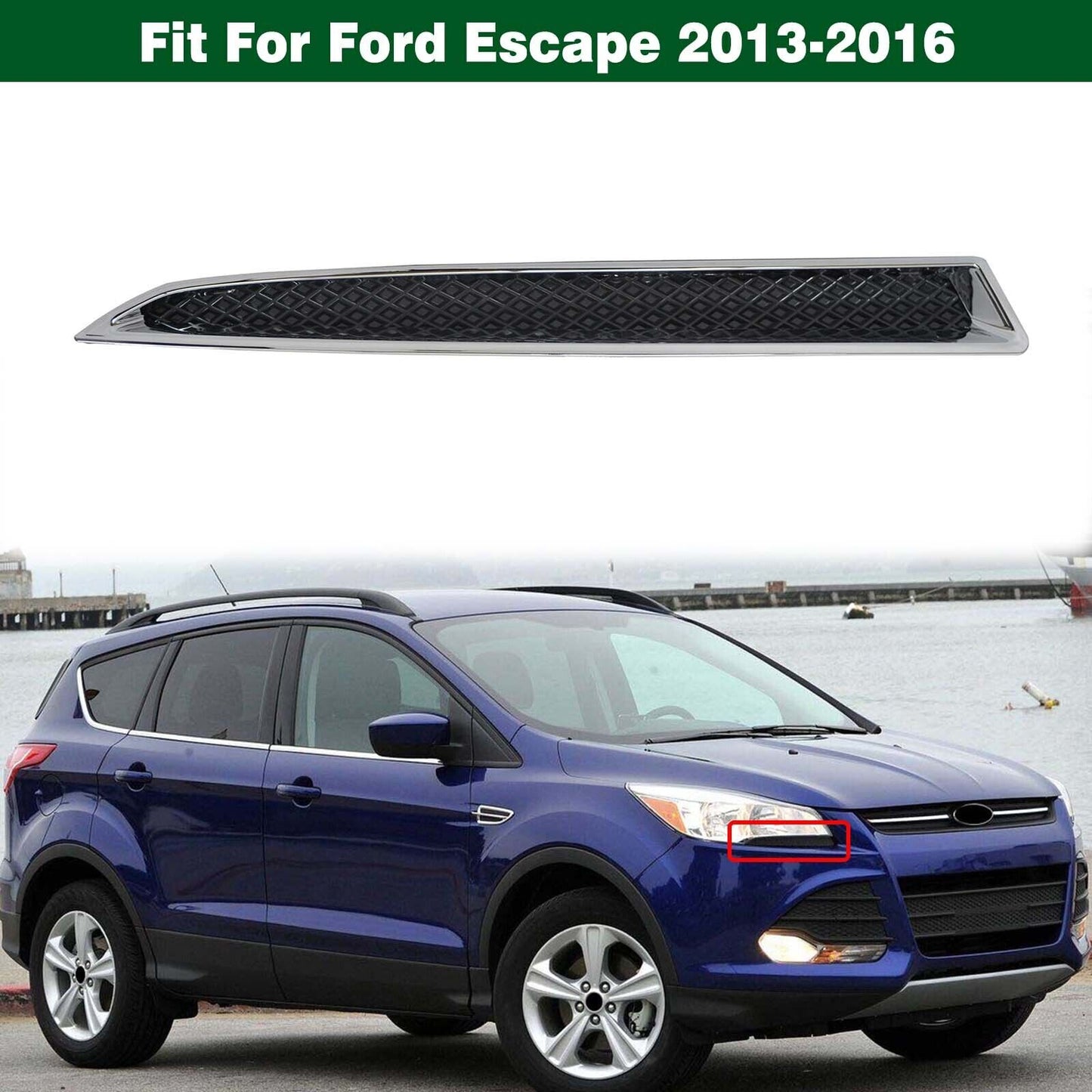 Headlight Lower Trim Chrome Moulding Right for Ford Escape 2013-2016