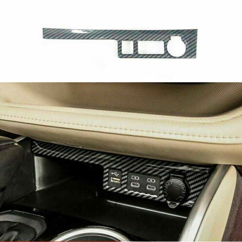 Carbon Fiber Inner Cigarette Lighter USB Cover Trim for Toyota Highlander 21-22