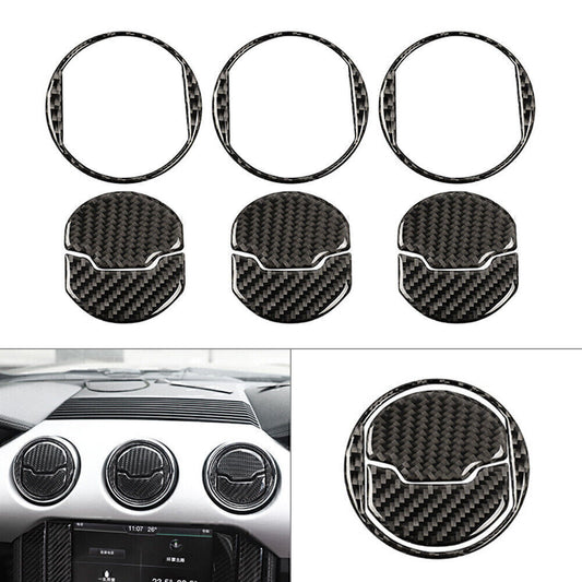 Carbon Fiber Interior Air Vent Outlet Frame Trim Fit for Ford for Mustang 2015-19