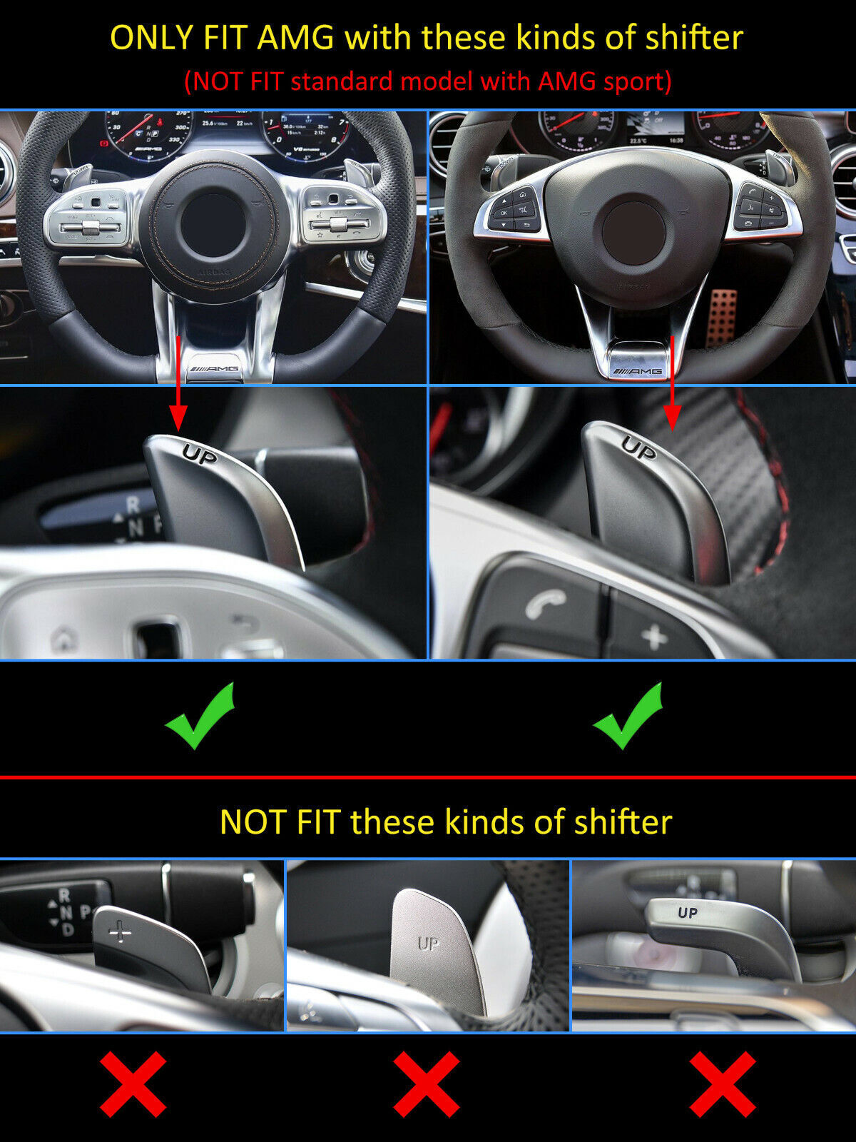Steering wheel shift paddle for Mercedes AMG A35 C63 E63 E53 S63 GLC43 GLC63